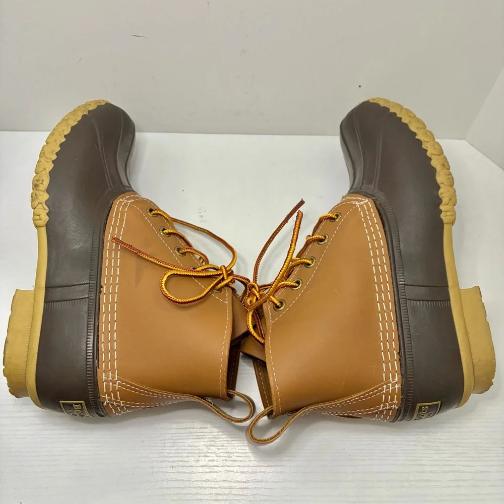 L.L. Bean Classic Bean Boot Tan Leather Brown Lace Up Waterproof Boots Size 7